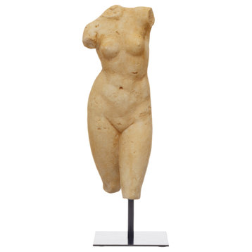 Resin Female Body Figure on Metal Stand, Plaster