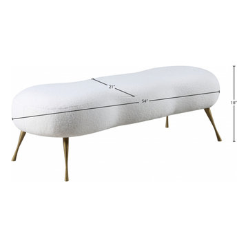 White Nube Faux Sheepskin Fur Bench (2-3 Seater Bedroom Bench)