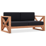 Meridian Furniture - Anguilla Waterproof Fabric Upholstered Outdoor Loveseat, Black - Bring home this Anguilla teak outdoor loveseat to complete the look of your outdoor entertaining area. This resort like loveseat is stylish and comfortable, making it perfect for entertaining or peacefully relaxing in the comfort of nature. Made from teak with a natural finish and black water resistant fabric, this loveseat is resistant to rot and pests, so it weathers the outdoors with ease. Pair the loveseat with more Anguilla items for a casual and serene look outside.
