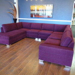 Custom Sectional Sof - Designer Fabric Red - Sofas