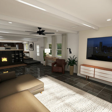 Masculine Modern Den & Kitchen Remodel