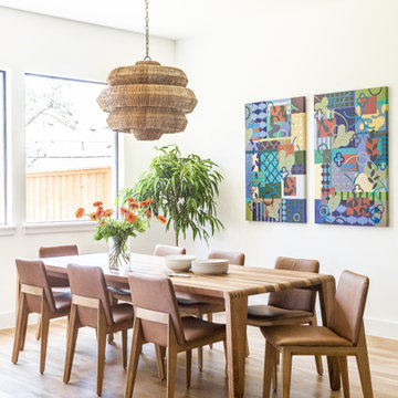 Dining Room Design Dallas – Wood Dining Table, Statement Lighting & Art | Lark I