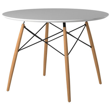 40" Round Dining Table With MDF Top and Natural Beech Wood Legs