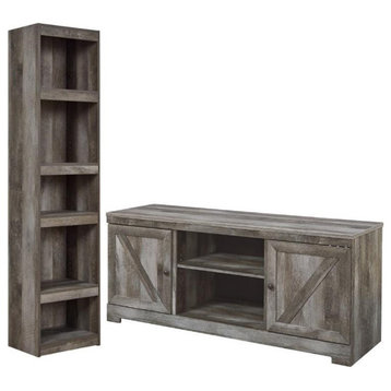 Home Square 2-Piece Set with 63" TV Stand and Engineered Wood Pier in Gray