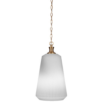 Carina 1-Light Chain Hung Pendant, New Age Brass/Opal Frosted