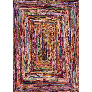 Braided Rectangle Area Rug 10'x14' Doba Collection, Rainbow