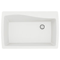 Karran Drop-In Quartz 34" 1-Hole Single Bowl Kitchen Sink Kit, White