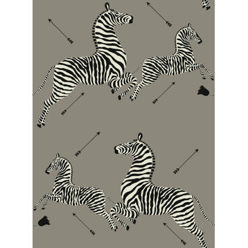 Grey Zebra Safari Scalamandre Self Adhesive Wallpaper, Grey, Bolt