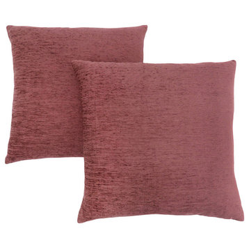 18"x18" Solid Tan Pillow, Dusty Rose, Set of 2
