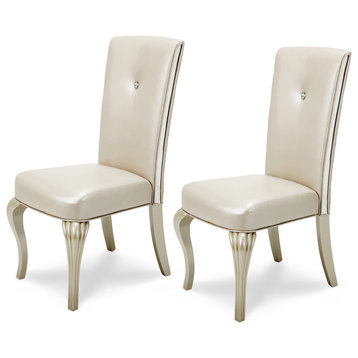 Hollywood Loft Dining Side Chair, Set of 2, Pearl