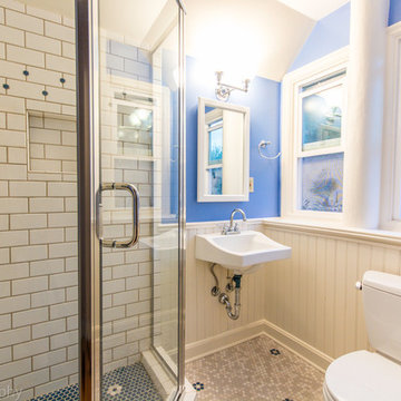 Subway Tile Shower in a Small Bathroom
