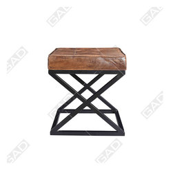 LEATHER TOP IRON STOOL - Furniture