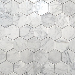 Bianco Carrara 3" Polished Hexagon MarbleTiles - Wall And Floor Tile