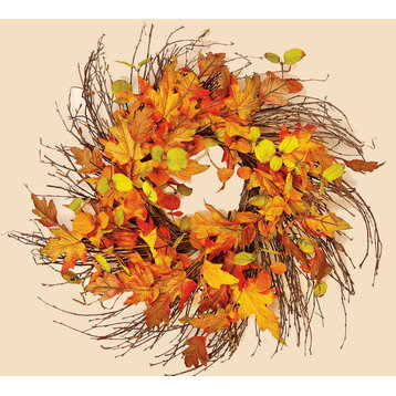 24" Wild Fall Leaf Twig Wreath
