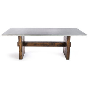 The Redford Rustic Trestle Zinc Top Dining Table The Redford Rustic Trestle Zinc Top