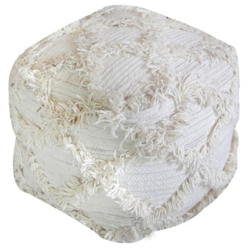 Zoe Handcrafted Boho Wool and Cotton Pouf