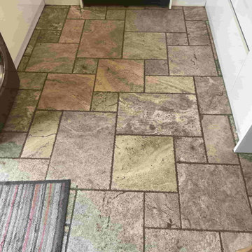 Blue Travertine Tiled Kitchen Floor Renovated in Sandwich
