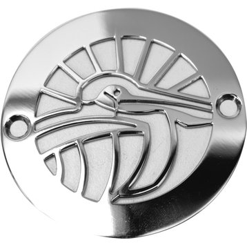 Shower Drain Cover 3.25 inch Round, Designer Drains. Oceanus Pelican, Polished Stainless Steel, 3.25