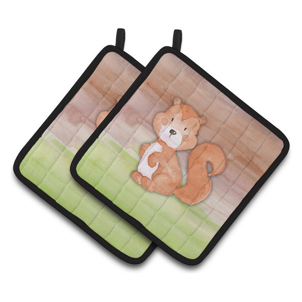 Squirrel Watercolor Pot Holders, Set of 2