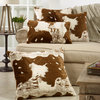 Poly Filled Urban Faux Cowhide Throw Pillow, 18"x18", Brown