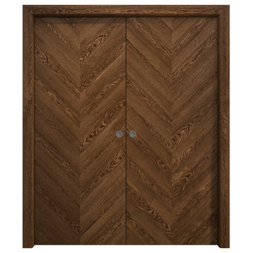 Double Pocket Doors 60x80" Ego 5005 Cognac Oak Kit Rail