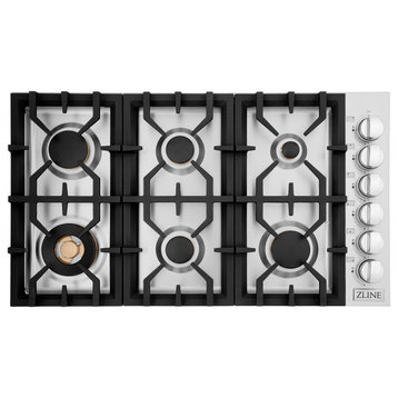ZLINE 36 In. Dropin Cooktop With 4 Gas Brass Burners, RC-BR-36