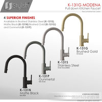 STYLISH Modern Single Handle  Pull down Sprayer  Kitchen Faucet in Gold Finish