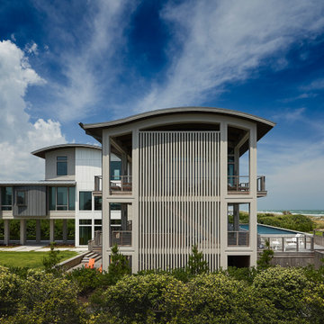 Curved Oceanfront Pavilion at a Figure Eight Island Custom Home