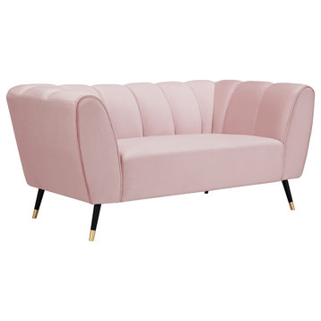 Beaumont Velvet Upholstered Loveseat, Pink