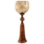 StyleCraft - Puri Candle Holder- Large Natural Brown Finish On Wood With Smoke Glass Globe - Refresh your design possibilities with a Harp and Finial Wood and Smoke Glass Candle Holder. This indoor candle holder is made with a strong wooden base and boasts a sleek glass globe top. Use this brown-finished candle holder to house your favorite smell-good fragrances all year long.