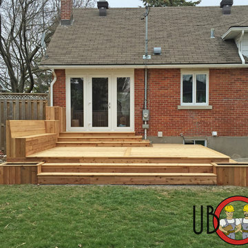 Cedar Deck with Built-in Bench and Flower Boxes