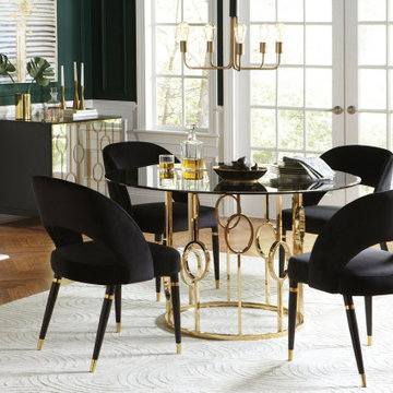 Lindsey 5-piece Round Dining Set Sunny Gold and Blacks - 192071-S5
