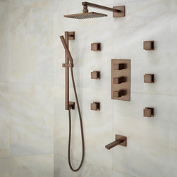 Onassis Thermostatic Tub & Shower System - 6 Body Jets - Showerheads And Body Sprays