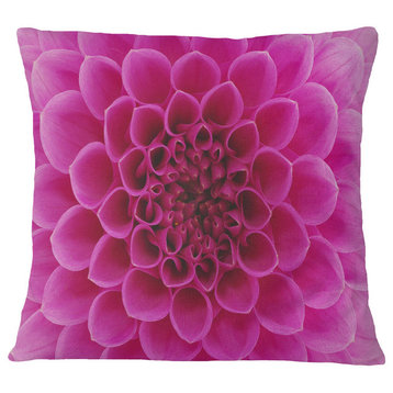 Dark Pink Abstract Flower Petals Floral Throw Pillow, 18"x18"