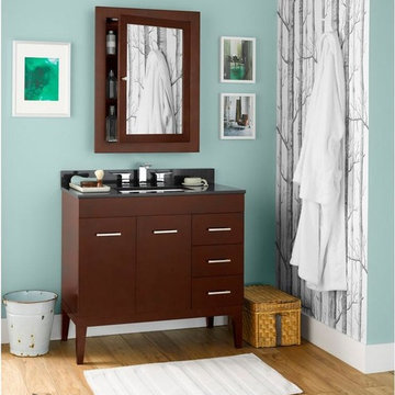 Venus 36'' Bathroom Vanity Base Cabinet in White - Doors on Left, Wood Legs