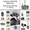 Diamond Bathroom Accessory Set 4-Pieces Gray