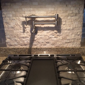 Kitchen Back splash with Stainless Steel Marble Split Face Mosaic Tile