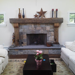 Custom Reclaimed Wood Barn Beam Mantel - Fireplace Mantels