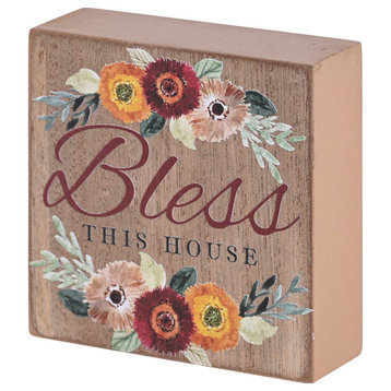 Tabletop Plaque Bless This House 3x3