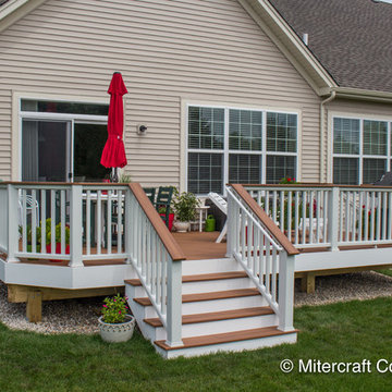 Trex Deck with Tiki Torch Decking and White Transcends Rail