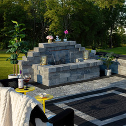 cambridge rectangular pre-packaged waterfall kits with 16 color lighting options in one! - Landscaping Stones And Pavers