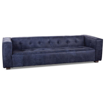 Portia Antique Blue Italian Leather Sofa