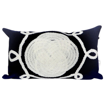 Visions II Ornamental Knot Pillow, Navy, 12"x20"