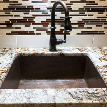 25" Hammered Copper Kitchen Single Basin Sink with Matching Drain and Accessorie