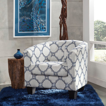 Grafton Home Enzo Upholstered Barrel Chair, Cirrus Sky Blue and Cream