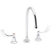 Widespread Bathroom Faucet, Arched Spout & Wrist Blade Handles, Polished Chrome