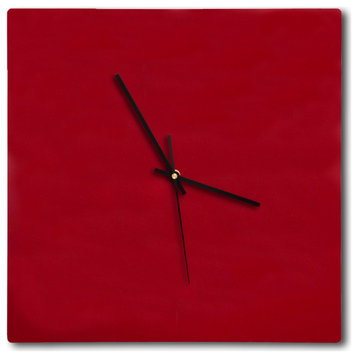 Contemporary Home Décor 'Square Studio Clock Red' Minimalist Metal Wall Clock