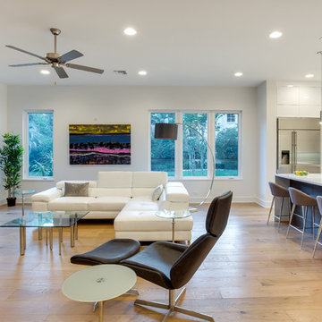 Contemporary Living Area with Fireplace — Tampa Bay Waterfront Home