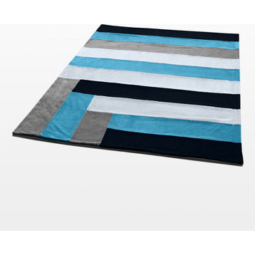 Onitiva - Love is blue Soft Coral Fleece Patchwork Throw Blanket (59"-78.7")