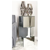 Contemporary End Table, Unique Mirrored Design With 3 Stacked Cube Silhouette